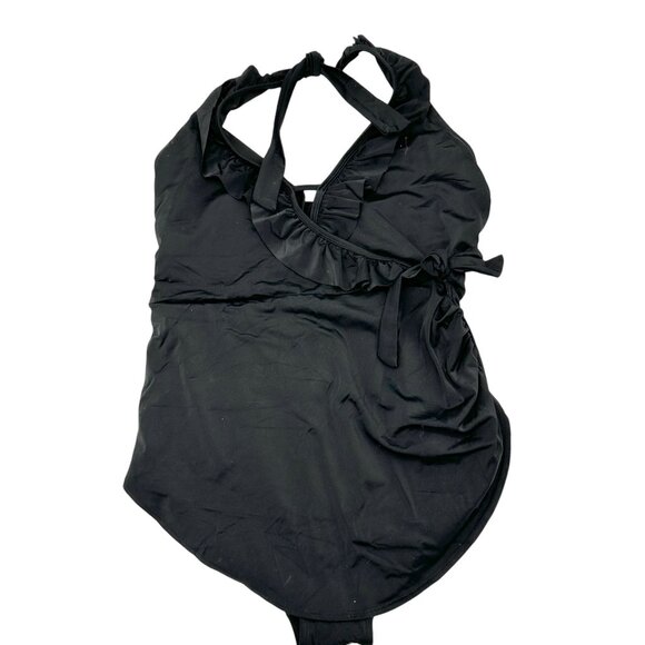 Swimsuits For All Womens Size 18 One-Piece Swimsuit Black Halter Swimwear NWOT - Picture 1 of 8